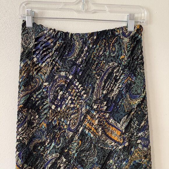 Choices Whimsigoth Boho Hippie Dark Paisley Ruffle Stretchy Midi Fairy Skirt PL - Picture 2 of 12